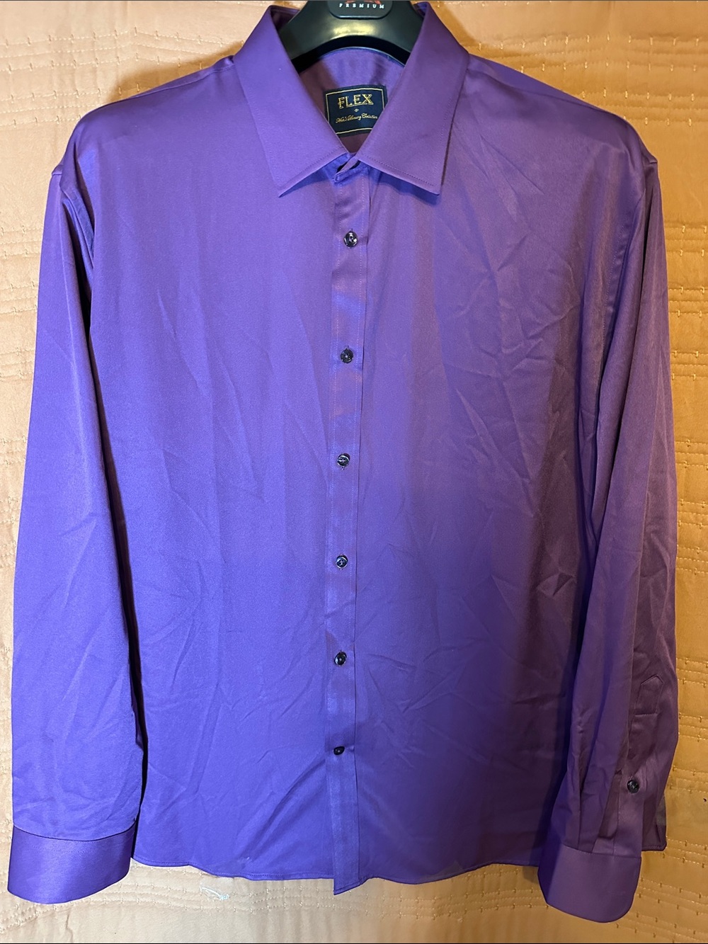 FLEX Men's Purple Long-Sleeve Dress Shirt - Classic Point Collar
